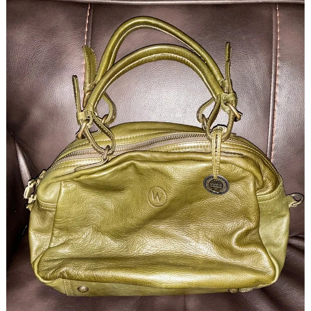 Wanderers Travel Co Venetian Leather Satchel Bag Olive Green Crossbody Boho
